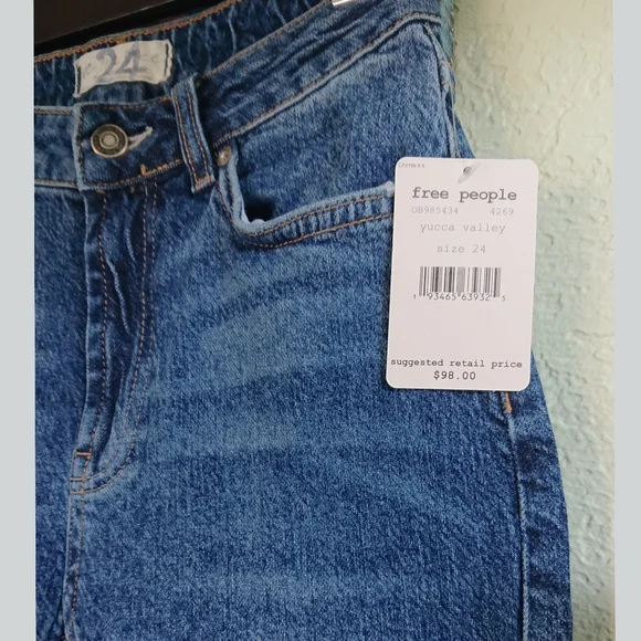 Free People Relaxed Straight Slouch Jeans Raw Hem - Picture 10 of 11